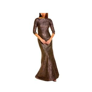 Teri Jon by Ricky Freeman Metallic Jaguard Gown